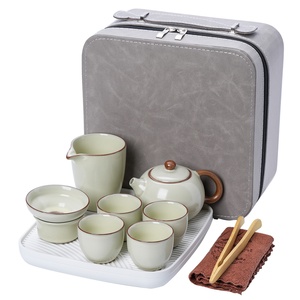 Nuevo Set de Té de Cerámica Ru Kiln 2025 para Viaje, Estilo Kung Fu - Juego de Tazas y Tetera Portátil para Exteriores, Estilo Chino Moderno, Personalizable - Product Image 5