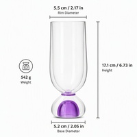 Verre à jus ovale givré violet fait main en cristal Liuli, décoration d'intérieur pour Halloween, Noël, fêtes, bars et cafés