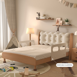 Lit nordique pour enfants en bois massif Maxky Mobilier de maison Mobilier de luxe <span class=keywords><strong>Chambre</strong></span> à coucher Garçon Hêtre Couleur bûche Lits français doux pour filles - Product Image 4