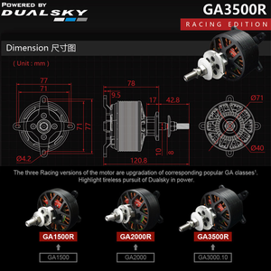 Бесколлекторный двигатель DUALSKY GA3500R 180KV 200KV для радиоуправляемых самолетов с фиксированным крылом, эквивалент класса 120-140E, изготовлен из прочного пластика, аналогичен 30-35cc - Product Image 4