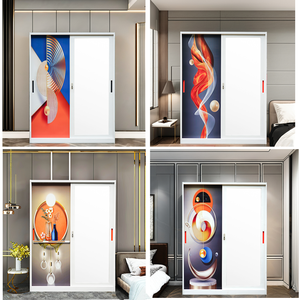 2024 modello di impronta Almirah metallo armadio moderno 2 porte scorrevoli in ferro camera da letto mobili acciaio armerie convertibili pieghevole - Product Image 5