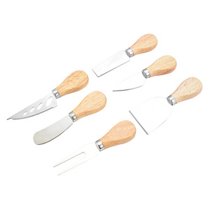 Hediye kutusu ile gemi hazır ahşap saplı peynir dilimleme kesici bıçaklar seti 4/6 parça peynir bıçakları seti - Product Image 2