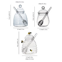 Pot à miel créatif en verre borosilicate en forme d'abeille avec cuillère intégrée 280ml 500ml, rangement de cuisine, cadeau, logo personnalisé, hermétique