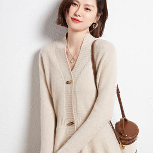 2023 GCS colore puro semplice donna autunno inverno Cashmere maglione di <span class=keywords><strong>lana</strong></span> <span class=keywords><strong>Cardigan</strong></span> donna - Product Image 4