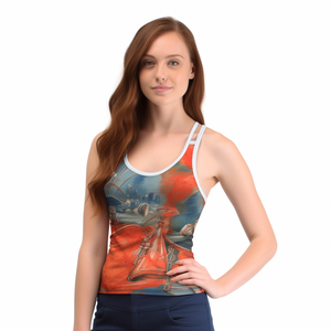 Top <span class=keywords><strong>Canotta</strong></span> <span class=keywords><strong>Bianca</strong></span> da Donna di Alta Qualità, Personalizzabile in Vari Colori, Stampa a Sublimazione, Design in Poliestere Spandex ad Asciugatura Rapida con Spalline Sottili - Product Image 1