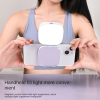 Mini lampe de remplissage pliable rechargeable 3 modes réglable à 180 ° et miroir intégré magnétique pour téléphone portable Selfie Ring LED Light