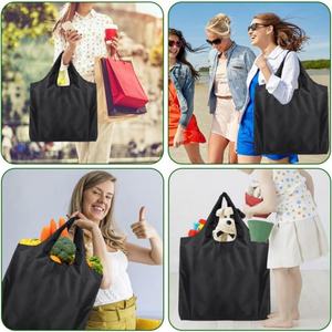 Sacs de courses pliables personnalisés GRS Factory, sacs fourre-tout en tissu polyester ripstop imperméable, sacs d'épicerie réutilisables - Product Image 4