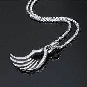<b>Titanium</b> Steel Angel Wing Pendant Necklace Fashion Punk Style Geometric Design Gift Jewelry SP679 - Product Image 3
