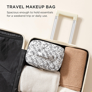 Large Travel Quilted Makeup <b>Bag</b> for Women Floral Cotton Cosmetic <b>Bag</b> - Product Image 6
