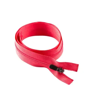 Custom Fluorescent Red Open-End Camlock Slider Nylon Zipper Sale for Cycling Wear Bags Shoes Garments Made of Durable Plastic