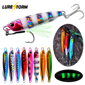 LureStorm Leurre de pêche artificiel dur en métal lumineux 10-60g, coulant pour eau salée, pour jigging en bateau, avec hameçon triple - Product Image 1