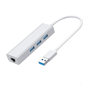 Konverter kabel Ethernet tipe-c, 1000Mbps 3 Port USB3.0 Extender ke Gigabit RJ45 Hub untuk MacBook Laptop komputer