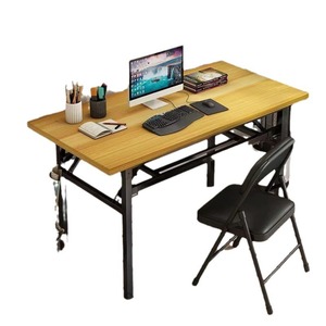 Folding <b>Computer</b> Desk White Wood Grain Plastic Surface Nordic Style <b>Office</b> Study Desk - Product Image 5