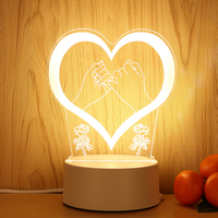 Lámparas LED 3D con Ilusión Óptica, Diseño Creativo de Dibujos Animados, Mini Lámpara LED Acrílica Moderna con Enchufe, Lámpara de Escritorio LED, Luz Nocturna para Dormitorio, ABS