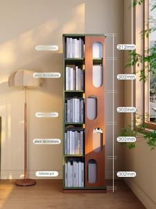 Vintage <b>Solid</b> <b>Wood</b> 360 Degree Rotatable Floor Bookshelf Multi Tier Storage Shelving Unit Living Room Book Display Rack - Product Image 4