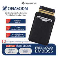 Cartera Delgada de Cuero PU con Bloqueo RFID Personalizada THUMBS-UP para Hombre, con Ranura para Tarjetas de Crédito, Sin Cierre
