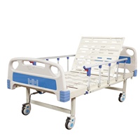Lit d'hôpital manuel à 1 manivelle, tête de lit en ABS, barreaux latéraux en alliage d'aluminium, dossier réglable, lit de patient à fonction unique