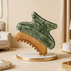 Brosse faciale en <span class=keywords><strong>jade</strong></span> 2-en-1 pour lifting du <span class=keywords><strong>double</strong></span> <span class=keywords><strong>menton</strong></span> et drainage lymphatique, avec brosses ultra-douces <span class=keywords><strong>de</strong></span> 0,075 mm et bord Gua Sha pour le lifting et le drainage du <span class=keywords><strong>double</strong></span> <span class=keywords><strong>menton</strong></span> - Product Image 1