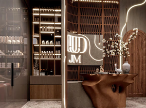 Design d'intérieur de salon de coiffure de luxe, mobilier de barbier sur mesure, aménagement moderne de salon de beauté avec vitrines - Product Image 6