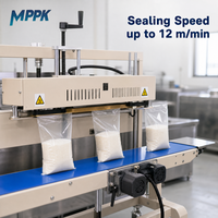 Scelleuse à bande verticale continue MPPK FR-1200 avec codeur de date, machine de scellage thermique électrique semi-automatique pour film plastique alimentaire