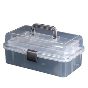 Organizador Portátil de Arte y Manualidades, <span class=keywords><strong>Caja</strong></span> de Almacenamiento Transparente de Tres Niveles con Asa, Organizador Plegable de Plástico para Herramientas de Costura - Product Image 6