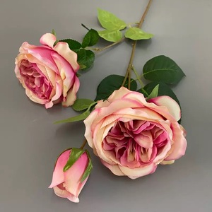 Rosa Artificiale Austin a Tre Teste, Decorazione Floreale per Matrimoni, Composizione Floreale, Decorazione per la Casa, Sfondo Floreale per Vasi - Product Image 5