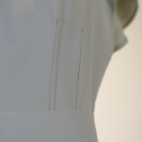 Robe midi en mélange d'acétate et de polyester pour femmes, robe élégante à col montant avec ceinture
