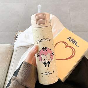 Il cuore di una ragazza di alto valore è una piccola bottiglia di acciaio inossidabile fresco Lelyi in cartone animato carino arco semplice Thermos Cup - Product Image 3