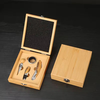Ensemble d'ouvre-bouteilles de luxe moderne fait main avec boîte en bambou, tire-bouchon haut de gamme et accessoires pour le vin, cadeau pour les entreprises et la maison