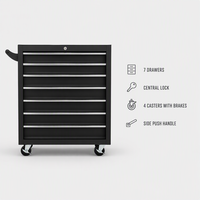 Armoire de rangement mobile robuste pour outils, avec tiroirs profonds et peu profonds, organisateur, chariot à outils roulant avec clé de verrouillage central
