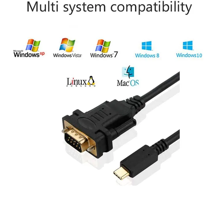 OEM/ODM USB C RS232 DB9 seri Port adaptörü kablosu ile üretken/FTDI yonga seti Windows 11 10 8 7 ve Mac Linux destekler