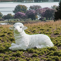 Statue de mouton moderne - Sculpture d'art en fibre de verre artisanale avec détails réalistes pour l'aménagement paysager et les cadeaux d'affaires