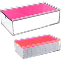 Plateau décoratif en acrylique Plateaux de service avec poignées Plateau décoratif transparent Table basse Plateaux gigognes