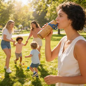 Bamboo Water Cup Food Grade Silicone Seal Leak Proof Portable Eco Friendly Drinkware - Product Image 1