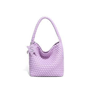 Bolso de Hombro Tejido de Moda para Mujer, Mini Bolso Hobo Bonito para Niñas, Bolso de Axila con Dije de Estrella, Casual para Uso Diario y Viajes - Product Image 4