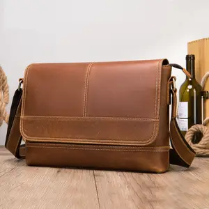 European And American Men's Casual Leather Messenger Bag Fashion First Layer Cowhide Leather Single-Shoulder Bag