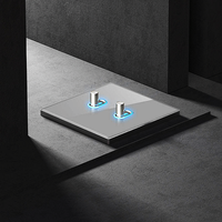 Interrupteur en verre trempé noir, bouton à levier personnalisé, panneau lumineux LED, type 86, ensemble de prises murales encastrées, 2 ports USB-A, 2 ports USB-C