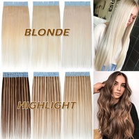 Extensions de cheveux de qualité supérieure à bandes adhésives, double épaisseur, sans nœuds, extensions de cheveux humains à bandes adhésives