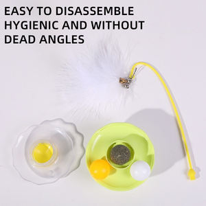 ของเล่นแมวแบบฝึกสมอง ลูกบอลหมุนได้ ของเล่นแมวแบบอินเทอร์แอคทีฟ จานหมุน สนุกสนาน ใช้สำหรับใส่ขนมแมว ใช้ได้ทั้งในบ้านและนอกบ้าน - Product Image 2