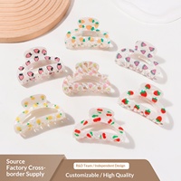 Accessoires capillaires d'été style dessin animé fruits frais pour filles, pince à cheveux en PVC décontractée pour chignon arrière de la tête, personnalisable avec logo