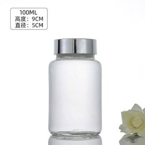 Envase de vidrio esmerilado transparente con tapa de rosca de 60ml, 100ml, 120ml, serigrafiado, para tabletas, vitaminas, cápsulas y píldoras, con caja de cartón. - Product Image 2
