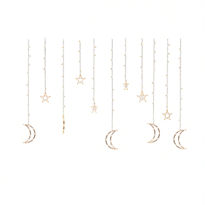 Luces Decorativas de Estrellas y Luna, Iluminación Cálida Blanca, Control Remoto, 138 LED, Funciona con Batería, IP65, Uso en Interiores y Exteriores - Product Image 1