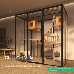 Большая вилла для кошек Ruimuxiang: домашний комплекс для кошек с лазалкой, лежанкой, металлическим каркасом и лотком для туалета - Product Image 1