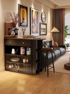 Table de bar en acier minimaliste moderne avec 2 tiroirs et porte en <span class=keywords><strong>dalle</strong></span>, meubles de salon - Product Image 6