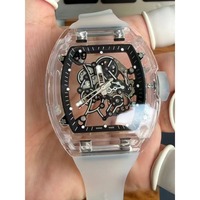 Boîtier en cristal de saphir transparent de haute qualité 055, chronographe automatique squeletté à réserve de marche, pour plongée
