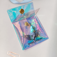Sac en plastique PVC holographique coloré en matériau recyclé, pochette transparente à fermeture éclair pour bijoux, boucles d'oreilles, bracelets