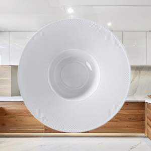 ชุดจานชามเซรามิกทำมือสุดหรูหราเรียบง่าย สีขาว ลายหมวกฟาง สำหรับอาหารค่ำ - Product Image 3