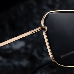 Lunettes de soleil carrées surdimensionnées pour hommes de créateur de mode avec protection UV400 Logo personnalisé Monture en métal marron doré Style optimal - Product Image 2