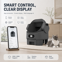 Bac à litière intelligent pour chat avec contrôle par application |   Capteurs anti-pincement à double sécurité |   Nettoyage automatique pour plusieurs chats |   Design carré