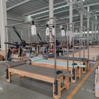 Reformer Cadillac Profesional de Madera de Roble para Pilates - Equipo de Gimnasio Multifuncional Ajustable para Estudio de Pilates